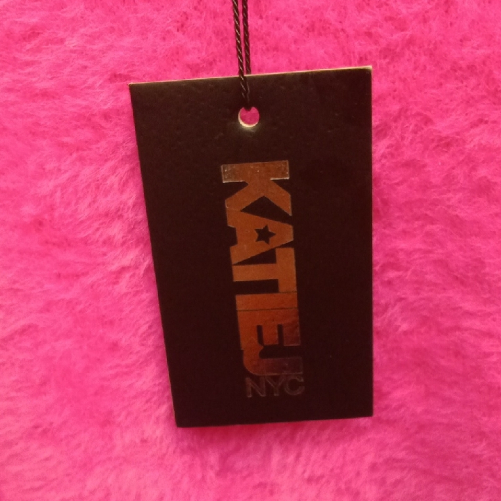 Katie J NYC Hot Pink Fuzzy Crewneck Sweater - Picture 3 of 3